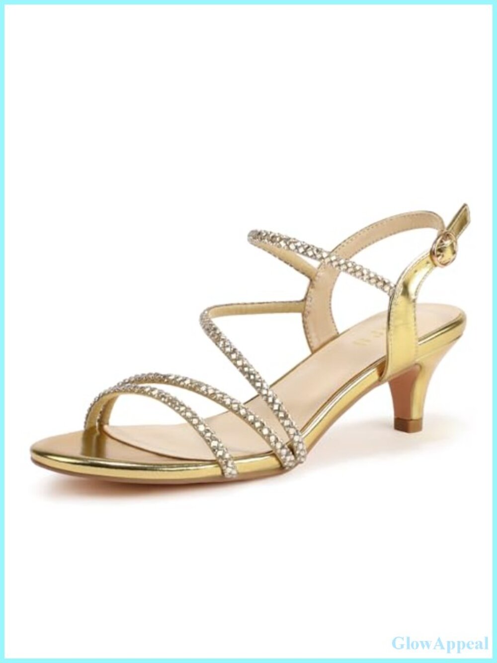 Rhinestone Kitten Heel Strappy Slingback Sandals